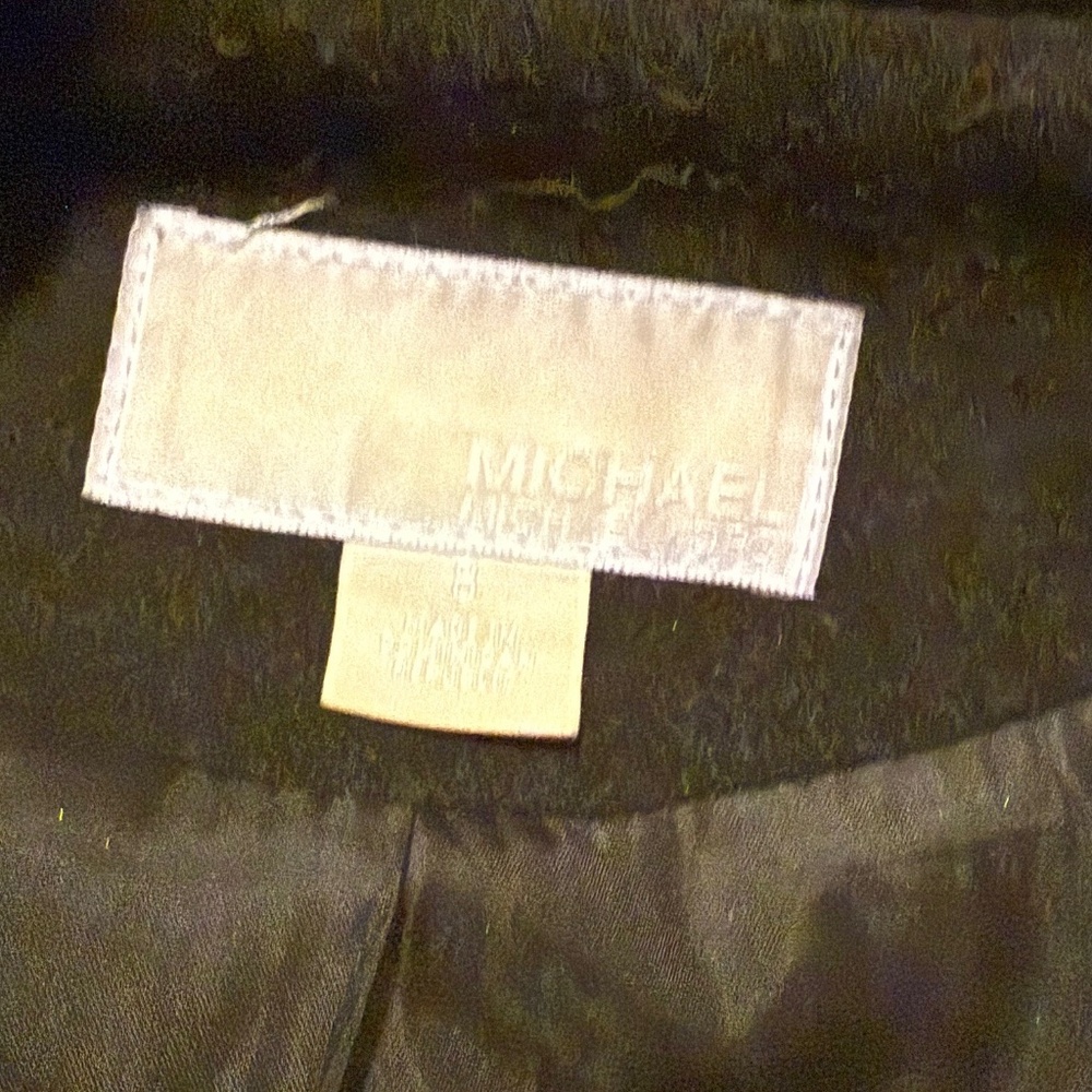 OOAK Michael Kors, sz 8 Double-Breasted Black Wool Coat with Rose Button Detail - Picture 6 of 10